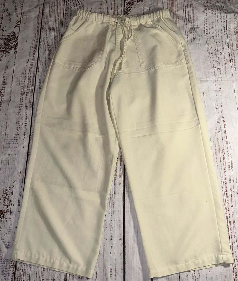 Island Winds Women's Off-White Pull-On Cropped Wide-Leg Pants-S